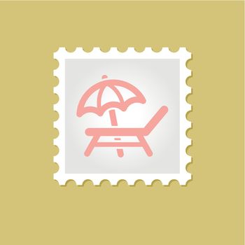 Lounger Beach Sunbed Chair vector stamp 