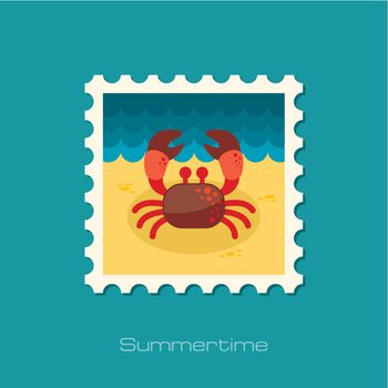 Crab stamp. Summer. Vacation