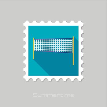Volleyball net beach sport flat stamp