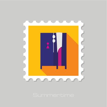 Cloakroom on the beach flat stamp with long shadow