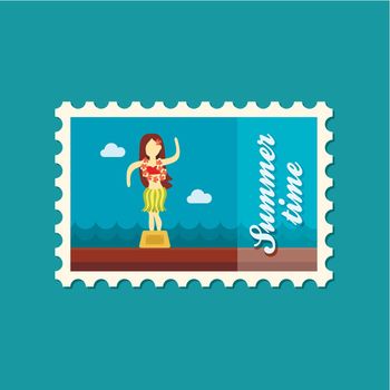 Hula Dancer Statuette stamp. Summer. Vacation