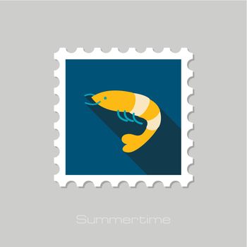 Shrimp stamp. Prawn vector. Summer. Vacation