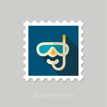 Diving Mask flat stamp. Summer. Vacation