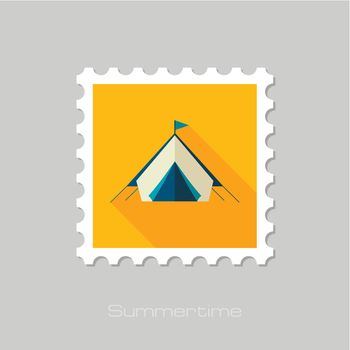 Tent flat stamp. Summer. Vacation