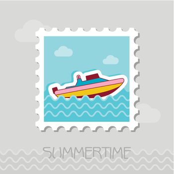 Speed boat stamp. Summer. Vacation