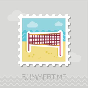 Volleyball net beach sport flat stamp
