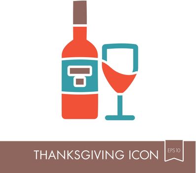 Bottle of wine and glass icon. Thanksgiving