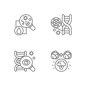 Microbiology linear icons set