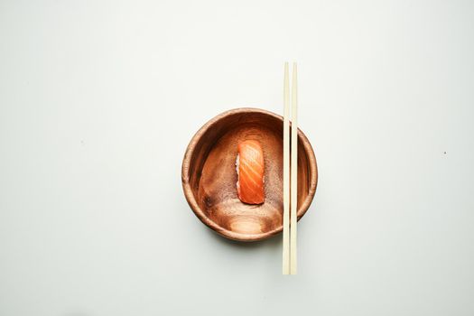wooden plate sushi chopsticks japanese cuisine sea food