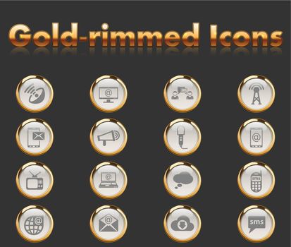 communication gold-rimmed icons for your creative ideas