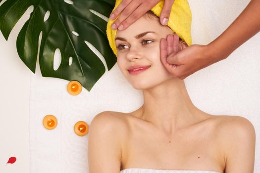 attractive woman spa treatments cosmetics beauty saloon close-up