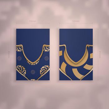 Business card in dark blue with luxurious gold pattern for your personality.