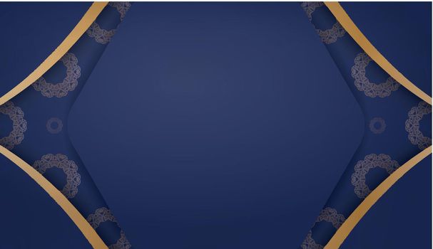 Background of dark blue color with mandala gold pattern for design under your logo or text