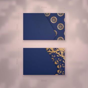 Presentable dark blue business card with Greek gold ornaments for your brand.