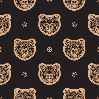 Seamless pattern with BEAR FACE in Simple style. Good for garments, textiles, backgrounds and prints. Vector illustration.