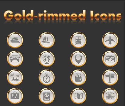 travel gold-rimmed icons for your creative ideas