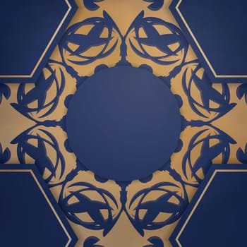 Presentable business card in dark blue with abstract gold pattern for your contacts.