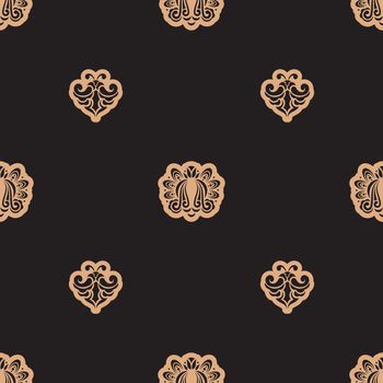 Seamless dark pattern with monograms in the Baroque style. Good for backgrounds and prints. Vector illustration.