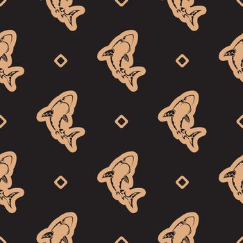Seamless dark pattern with sharks. Good for mural wallpaper, fabric, postcards and printing. Vector illustration.