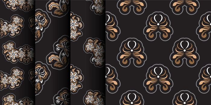 Set Seamless pattern with antique style ornament. Good for backgrounds and prints. Vector illustration.