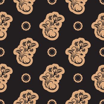 Seamless luxury pattern with flowers and monograms in Simple style. Good for backgrounds and prints. Vector illustration.