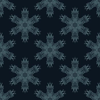 Seamless pattern of winter snowflakes. Good for garments, textiles, backgrounds and prints. Vector illustration.