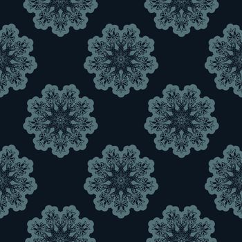 Seamless pattern of winter snowflakes. Good for backgrounds, prints, apparel and textiles. Vector illustration.