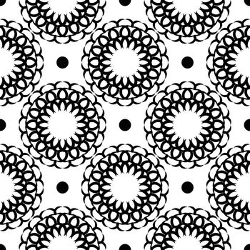 Black-white seamless pattern with vintage ornaments.