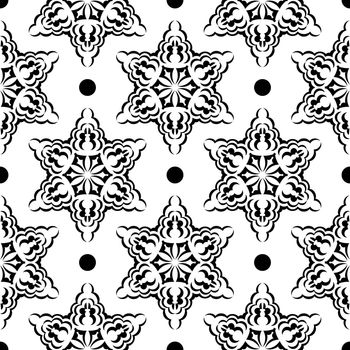 Black-white seamless pattern with vintage ornaments.
