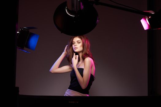 sexy woman attractive look model photography studio spotlight close-up