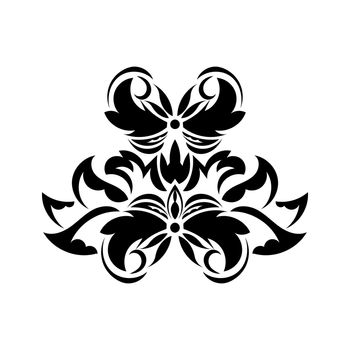Vintage Baroque Victorian frame border monogram floral ornament. Tattoo black and white filigree calligraphic vector heraldic shield swirl