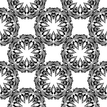 Black and white seamless pattern with luxury, vintage, decorative ornaments. Good for clothing, textiles, backgrounds and prints. Vector illustration.