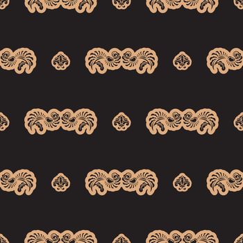 Seamless dark pattern with monograms in the Baroque style. Good for mural wallpaper, textiles and printing. Vector illustration.