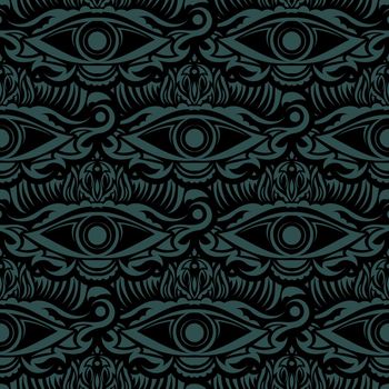 Dark green seamless pattern All seeing eye. Good for clothing, textiles, backgrounds and prints. Vector illustration.
