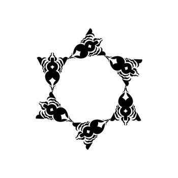 Mandala black and white logo. Weaving design elements. Yoga logos vector.