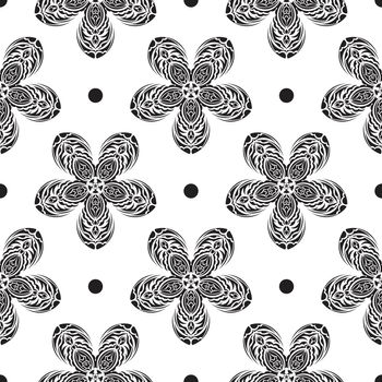 Black and white seamless pattern with vintage ornament. Good for clothing, textiles, backgrounds and prints. Vector illustration.