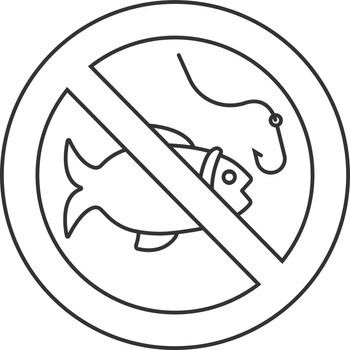 Forbidden sign with fish linear icon