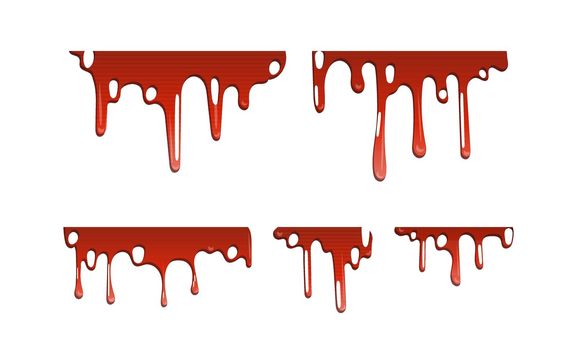 Collection various blood or paint splatters. Halloween concept,ink splatter background, isolated on white.