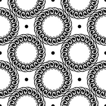 Wallpaper in a baroque style pattern. Black and white floral element. Graphic ornament for wallpaper, fabric, wrapping, packaging. Oriental floral ornament. Simple style, vector illustration.