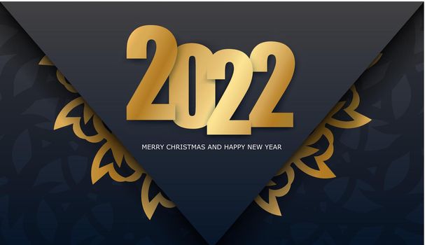 Brochure template 2022 Merry christmas black color with winter gold pattern