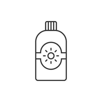 Sun protection icon in flat style. Sunblock cream vector illustration on white isolated background. Spf care business concept.