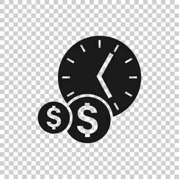 Time is money icon in flat style. Project management vector illustration on white isolated background. Deadline business concept.
