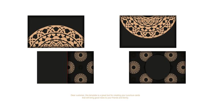 Black business card with brown mandala pattern
