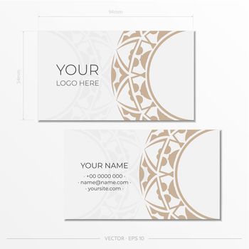 Template for print design business cards of white color with patterns. Preparing a business card with a place for your text and an abstract ornament.