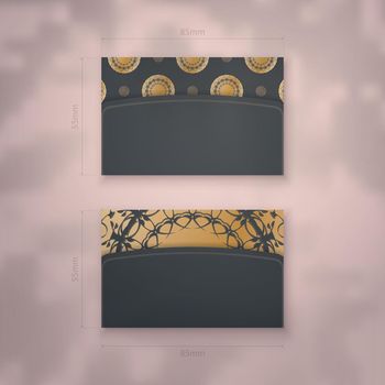 Presentable business card in black with Greek gold ornaments for your contacts.
