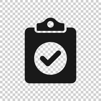 Document checkbox icon in flat style. Test vector illustration on white isolated background. Contract business concept.