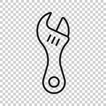 Wrench icon in flat style. Spanner key vector illustration on white isolated background. Repair equipment business concept.