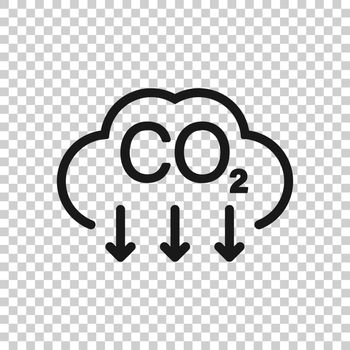 Co2 icon in flat style. Emission vector illustration on white isolated background. Gas reduction business concept.