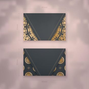 Presentable business card in black with Greek gold pattern for your brand.