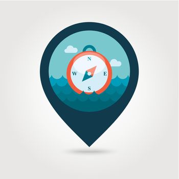 Compass pin map icon. Summer